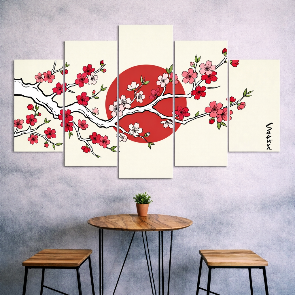 Cherry Blossom Canvas Wall Art – Minimalist Japanese Style