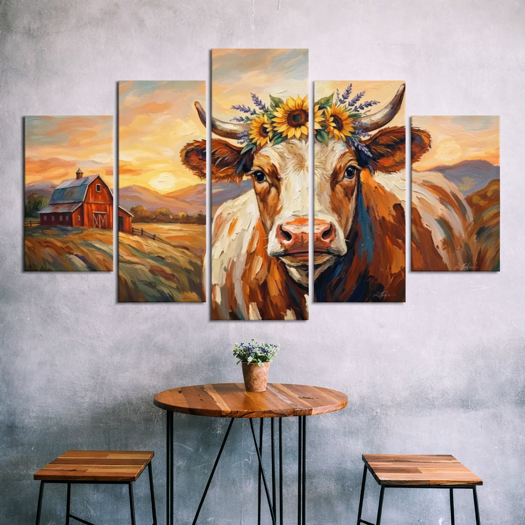 Cow Canvas Wall Art – Cozy Farmhouse Art