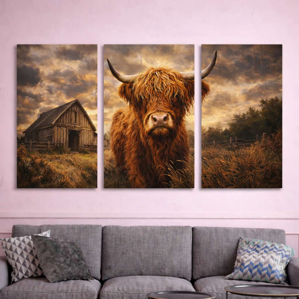 Highland Cow Wall Art – Country Style Canvas Print