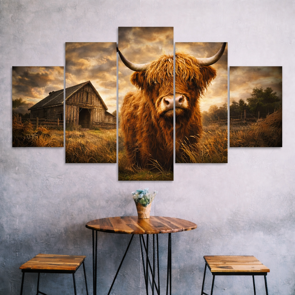 Highland Cow Wall Art – Country Style Canvas Print