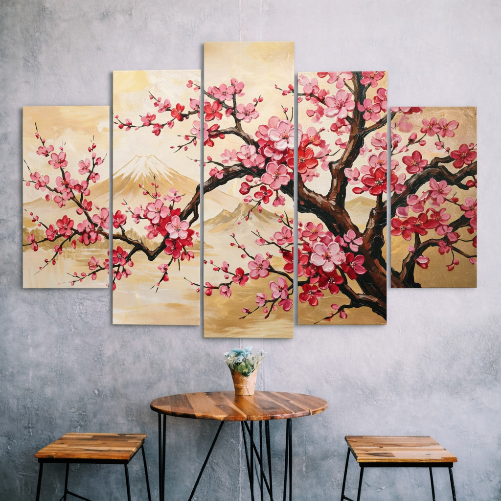 Japanese Cherry Blossom Painting – Elegant Wall Art