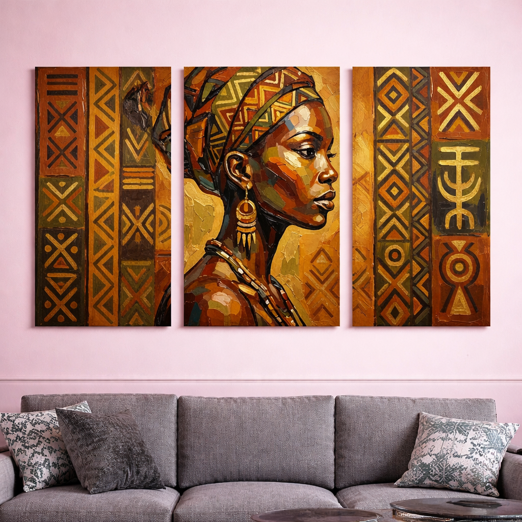 African Canvas Wall Art – Earth Tone Home Decor