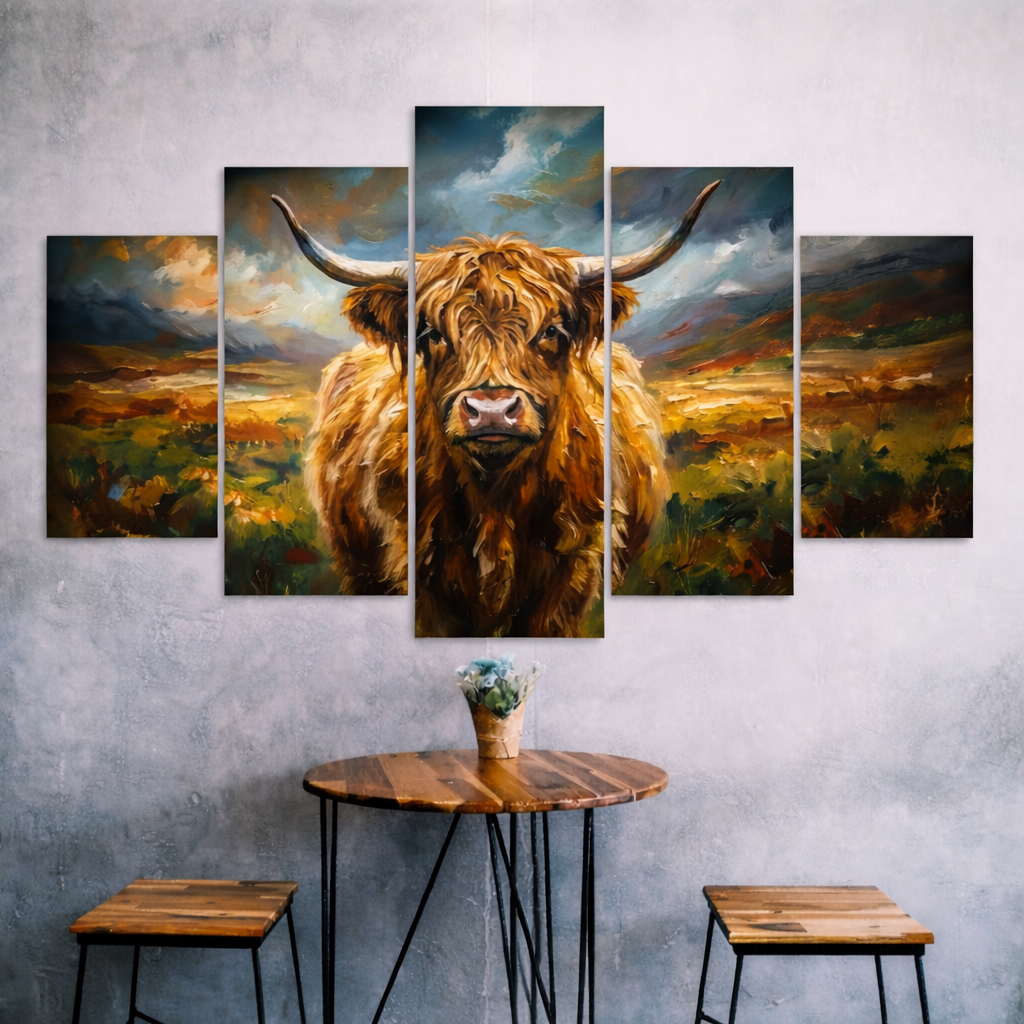 Highland Cow Canvas Wall Art – Rustic Farmhouse Decor