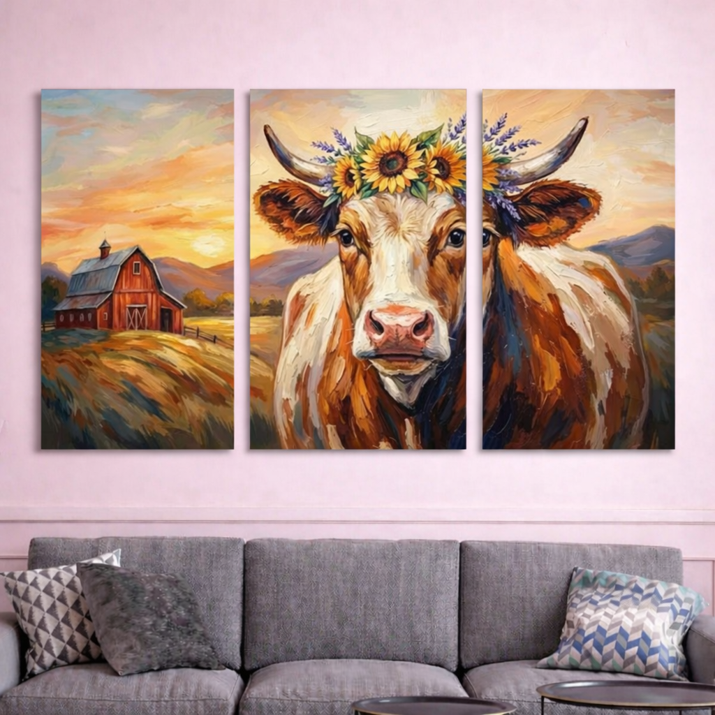 Cow Canvas Wall Art – Cozy Farmhouse Art
