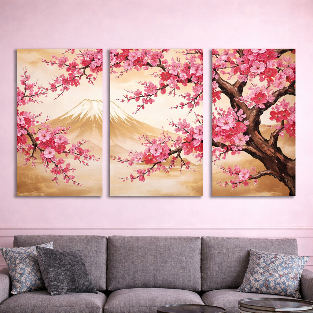 Japanese Cherry Blossom Painting – Elegant Wall Art