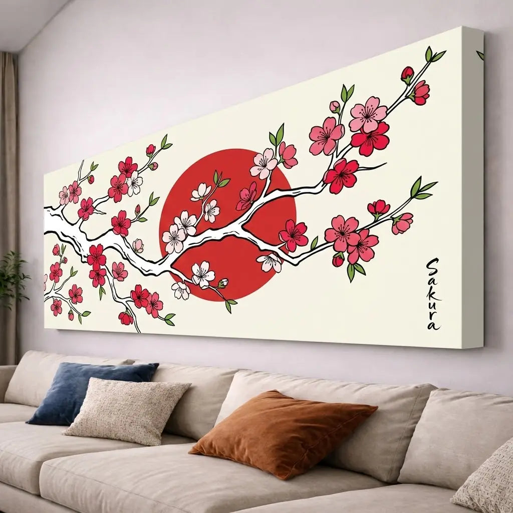 Cherry Blossom Canvas Wall Art – Minimalist Japanese Style Hero Printz