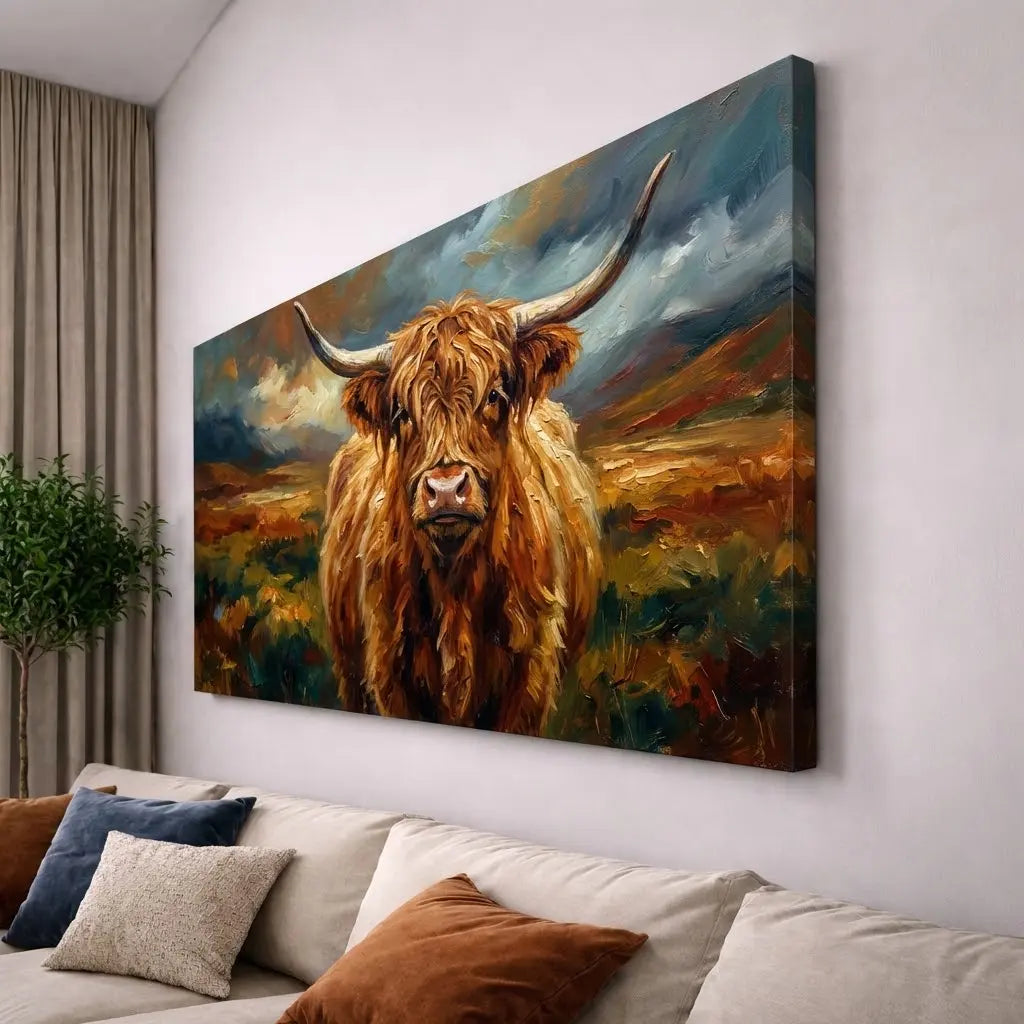 Highland Cow Canvas Wall Art – Rustic Farmhouse Decor Hero Printz
