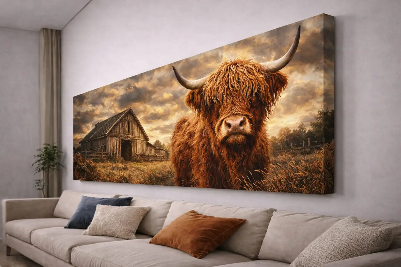 Highland Cow Wall Art – Country Style Canvas Print Hero Printz